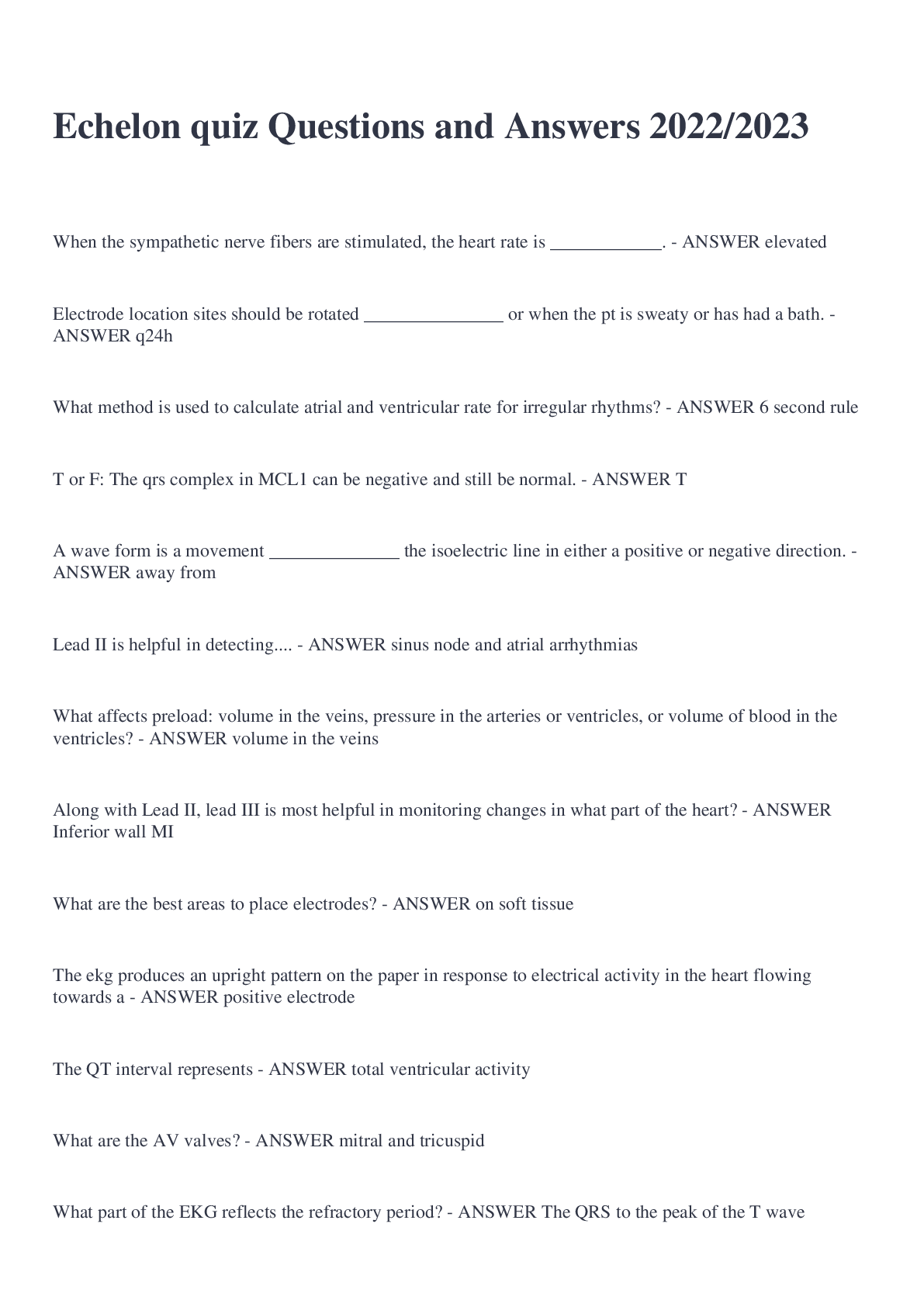 Preview image for Echelon quiz Questions and Answers 2022/2023